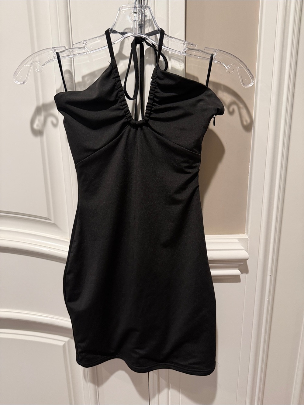 superdown Black Halter Tie-Back Mini Dress